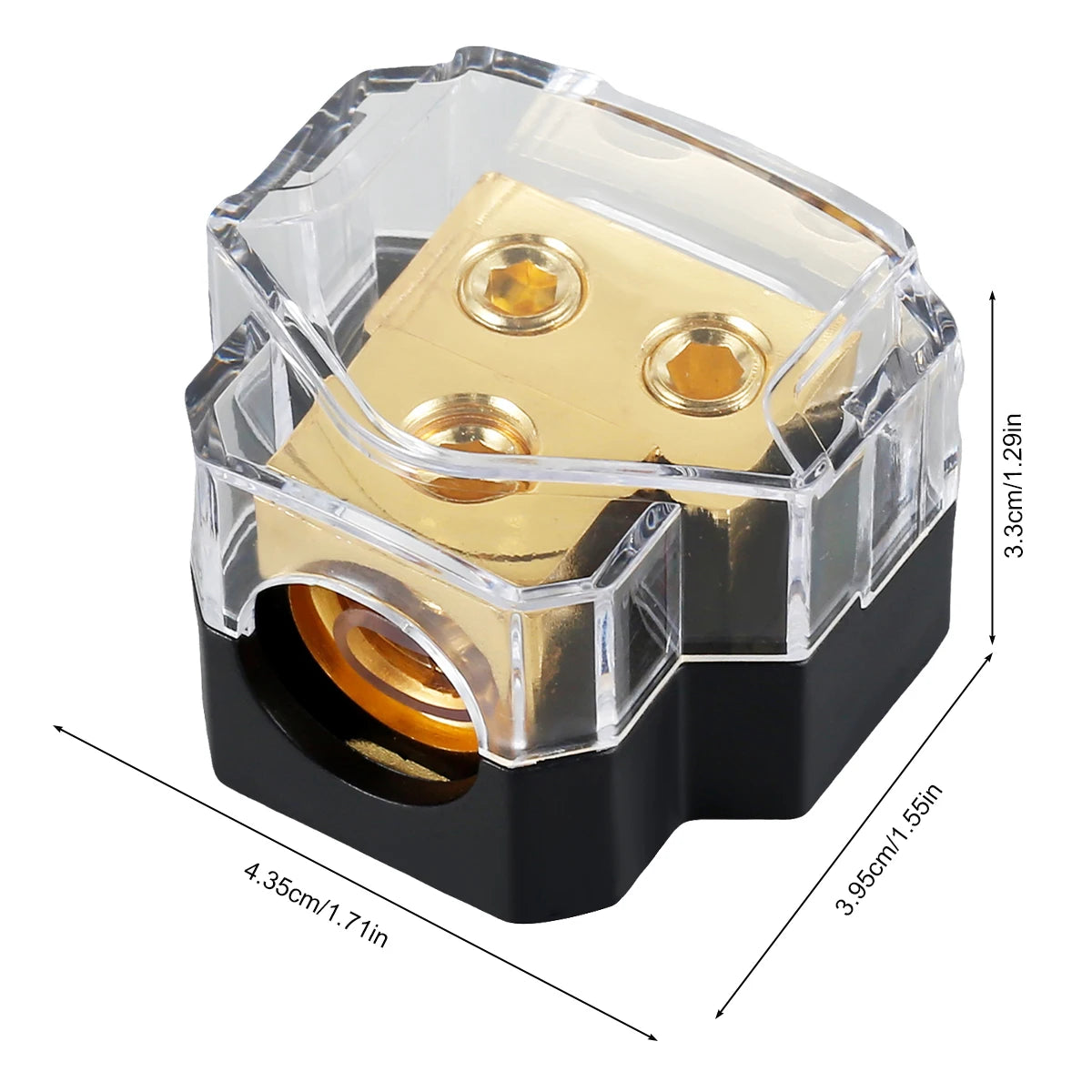 2Way Power Distribution Block Copper Car Audio Power Wire Splitter 0/2/4 Gauge in 4/6/8 Gauge Out Durable Amplifier Power