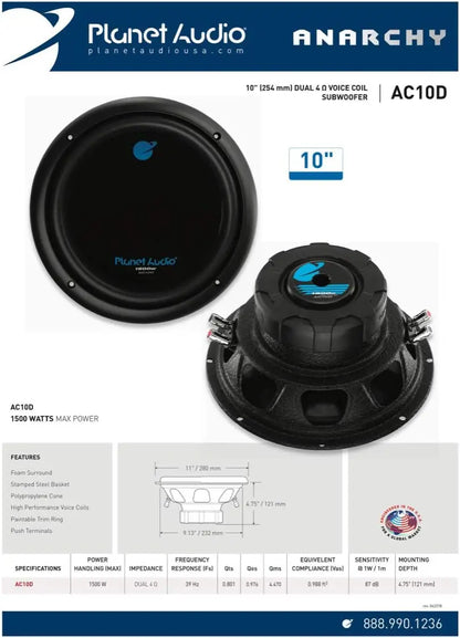 CarAudioGuySupply_Planet Audio AC10D Anarchy Series 10-Inch Subwoofer