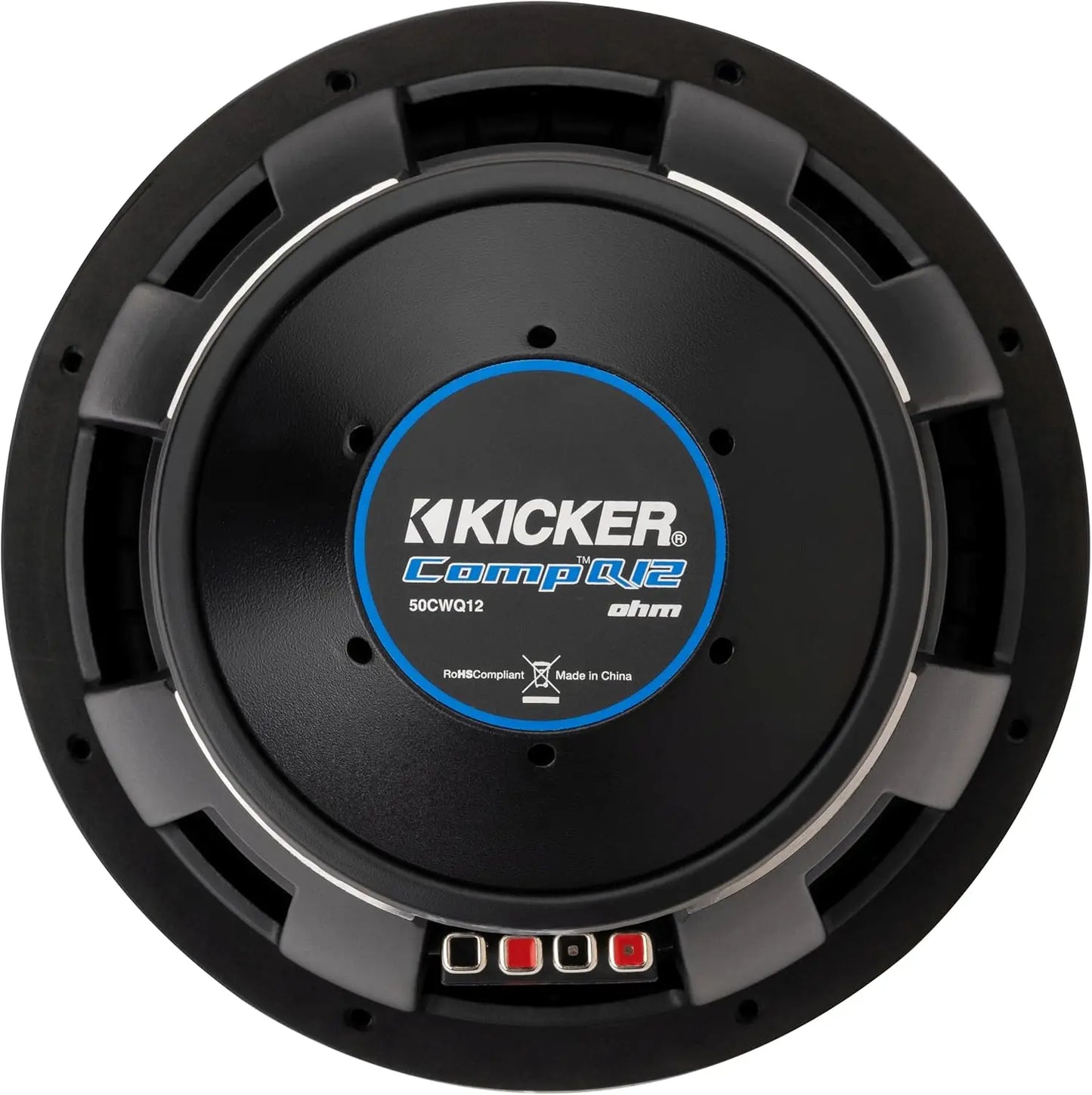 KICKER CompQ 12"(30cm) Subwoofer, 51CWQ122, DVC 2-ohm, 1000 Watts RMS, 2000 Watts Peak, Forced-Air Cooling, Increased Power Hand