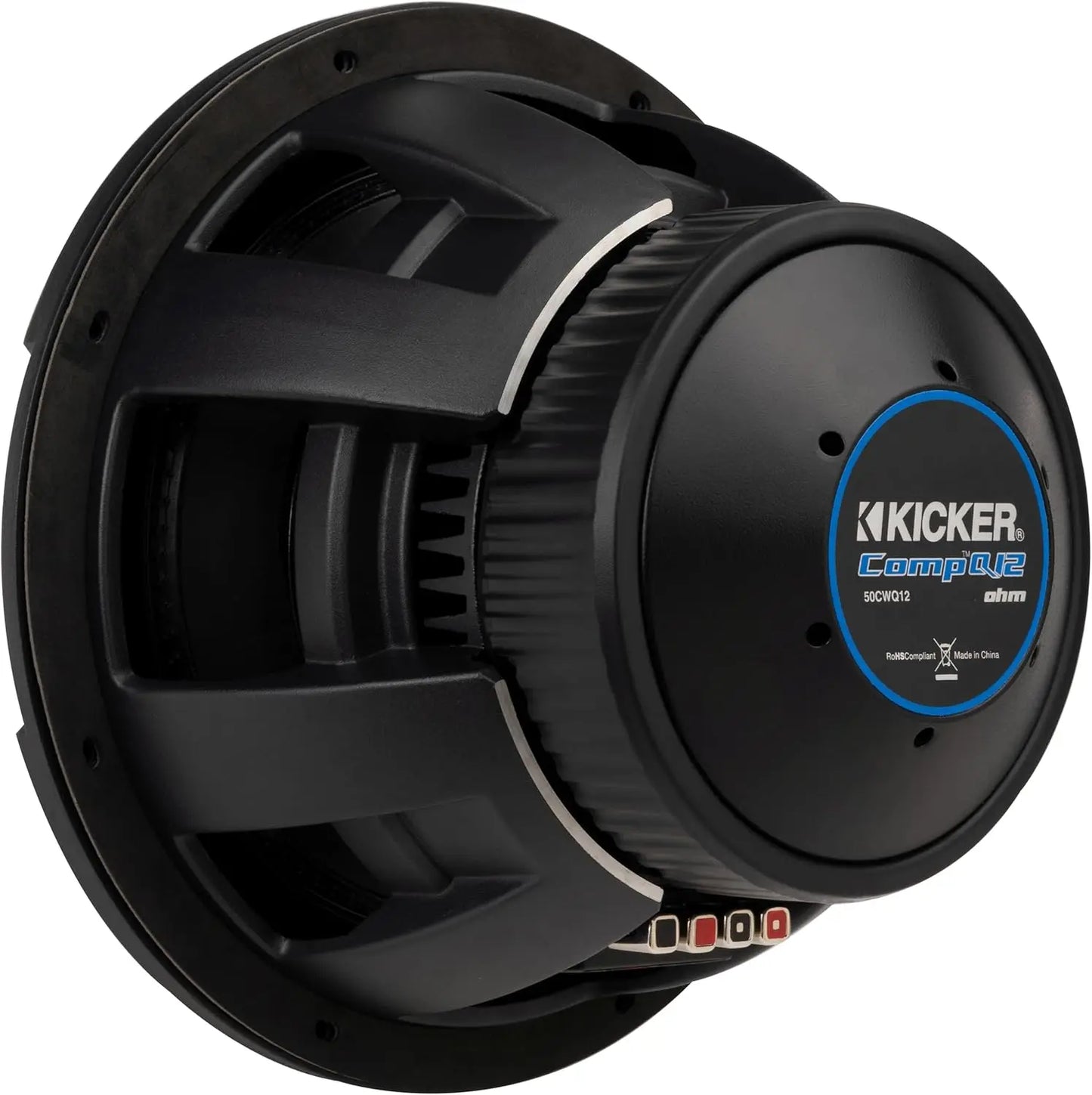 KICKER CompQ 12"(30cm) Subwoofer, 51CWQ122, DVC 2-ohm, 1000 Watts RMS, 2000 Watts Peak, Forced-Air Cooling, Increased Power Hand